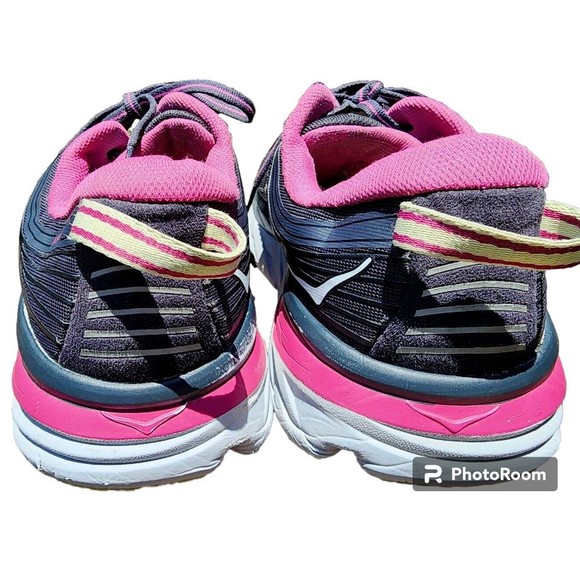 Hoka One One Bondi 7 Sneakers Black/Pink US Size W 9.5 Running Walking - Picture 3 of 7